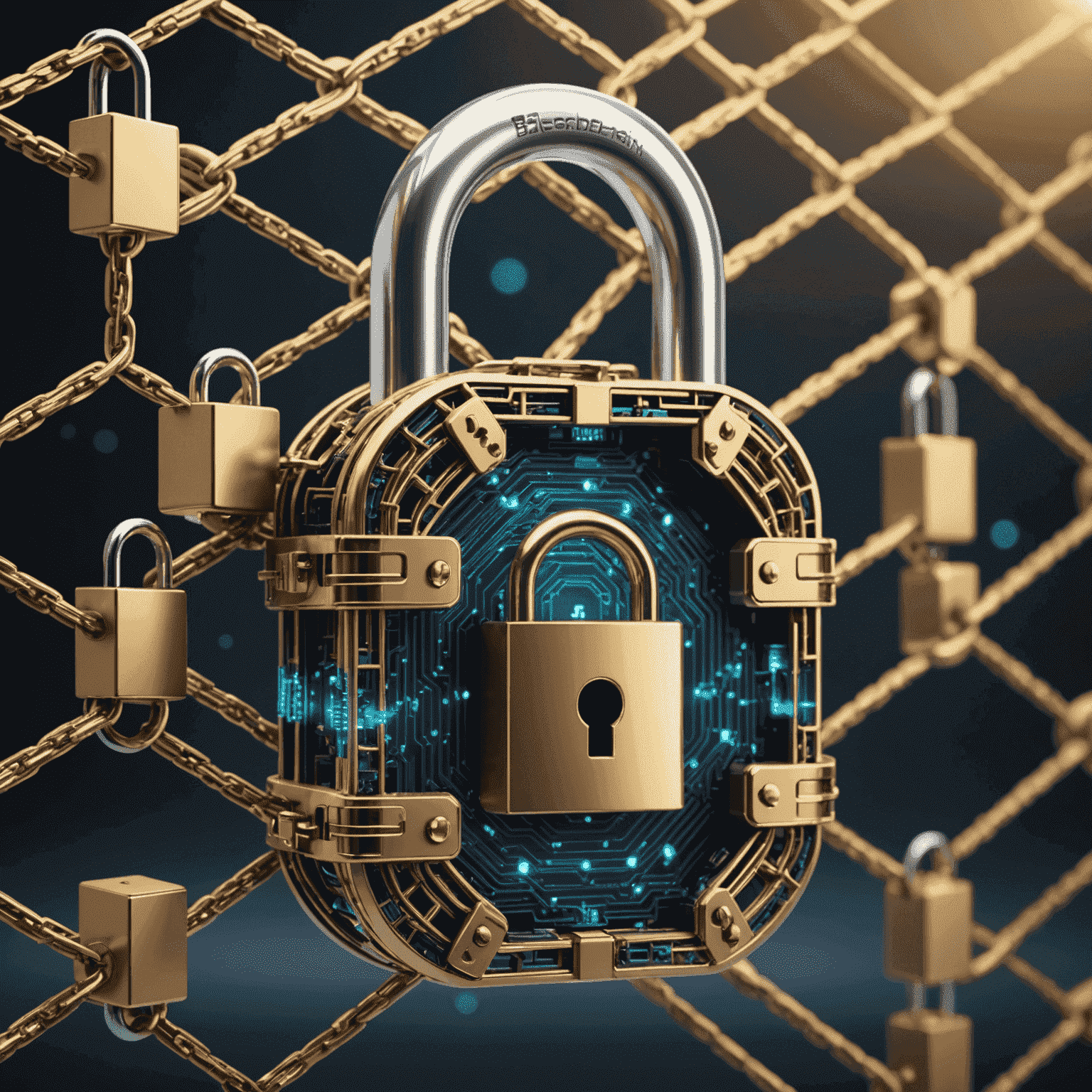 A visual representation of blockchain security, showing interconnected blocks with padlock symbols, representing the secure nature of blockchain technology in fintech